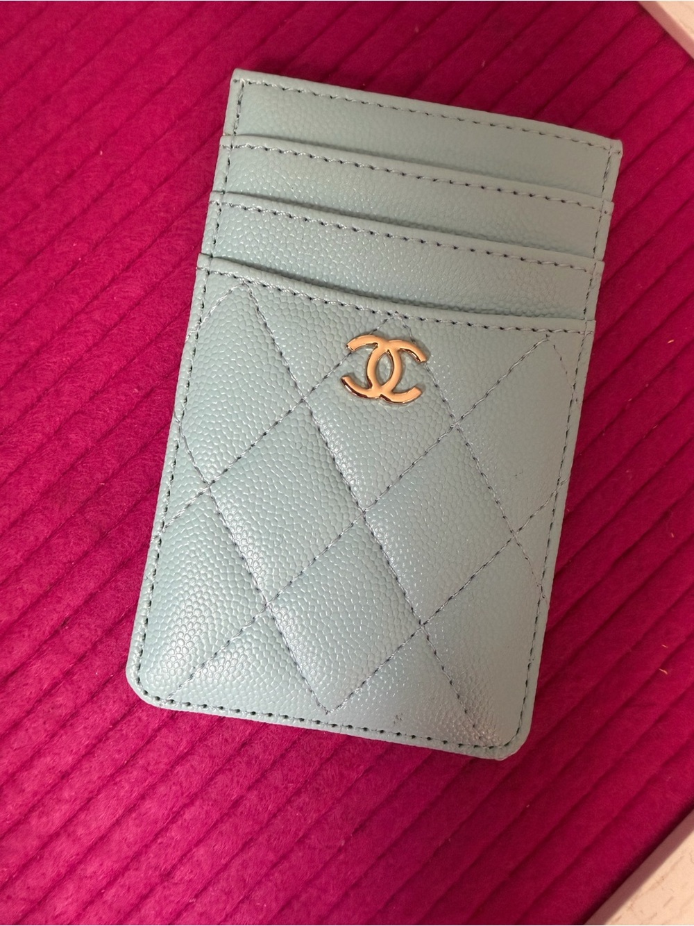 Card Holder - Mint Green with Gold Logo